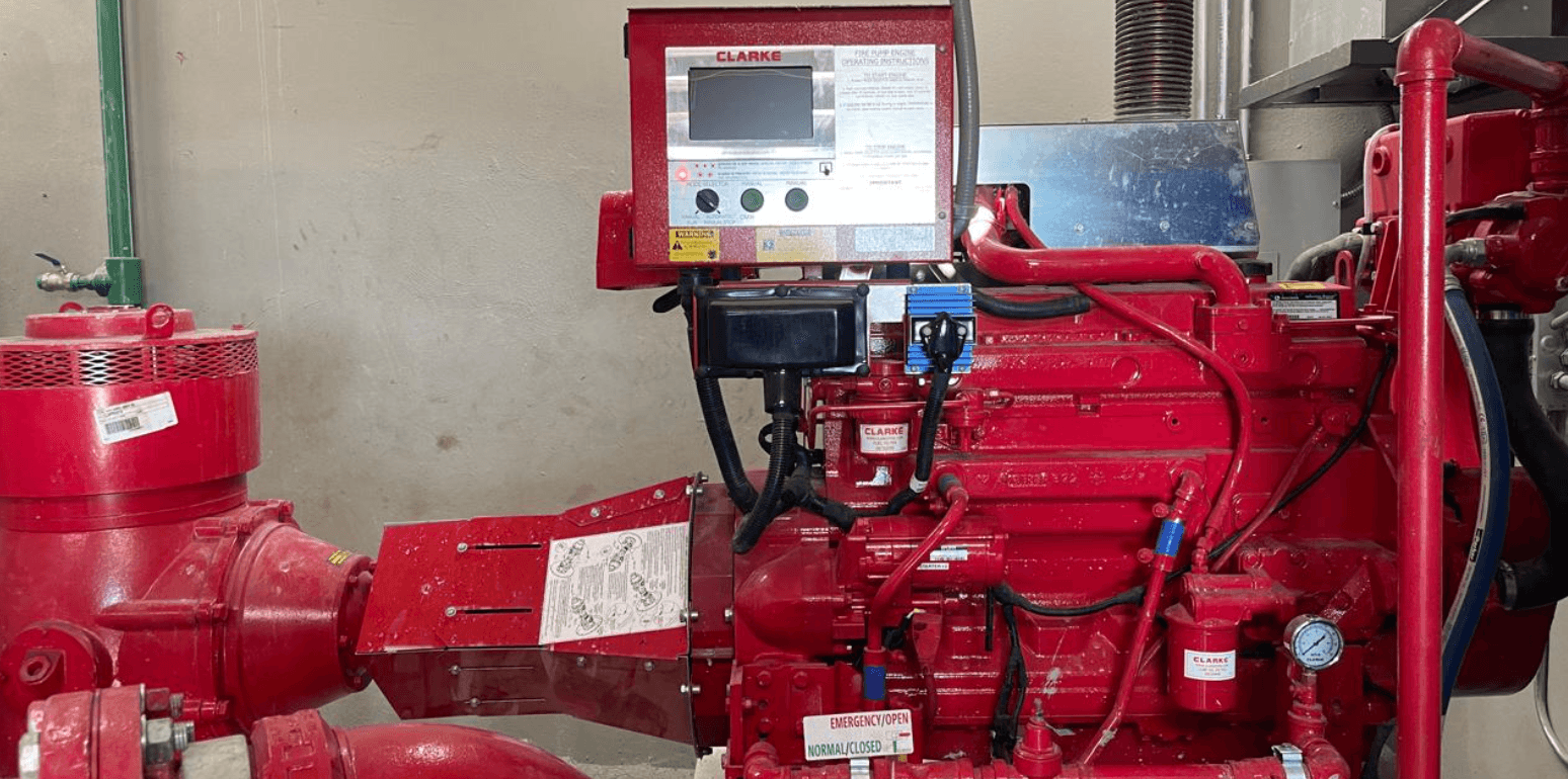 Motor de bomba contra incendios en instalación Firetech